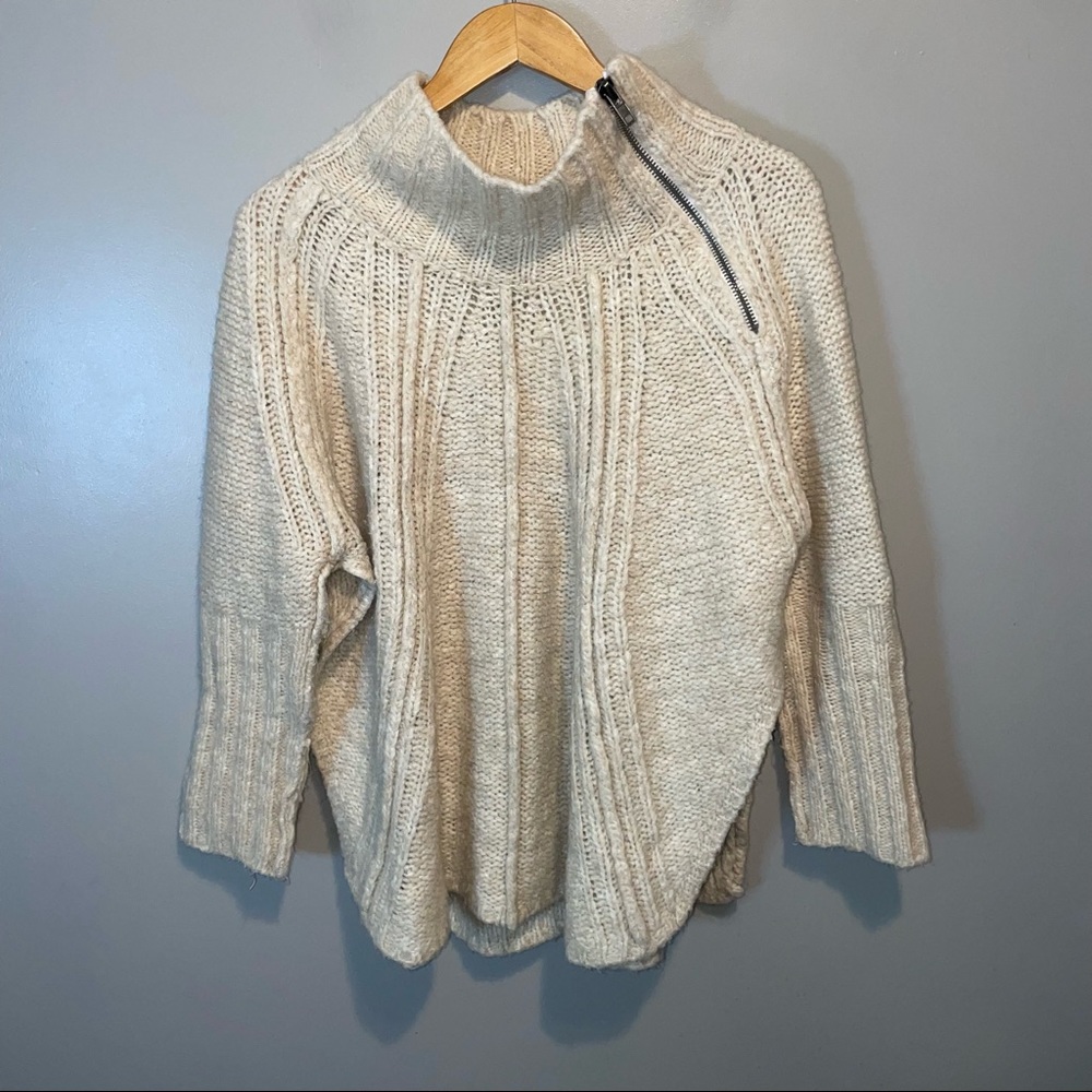 Free People Cream Cowl Neck Sweater